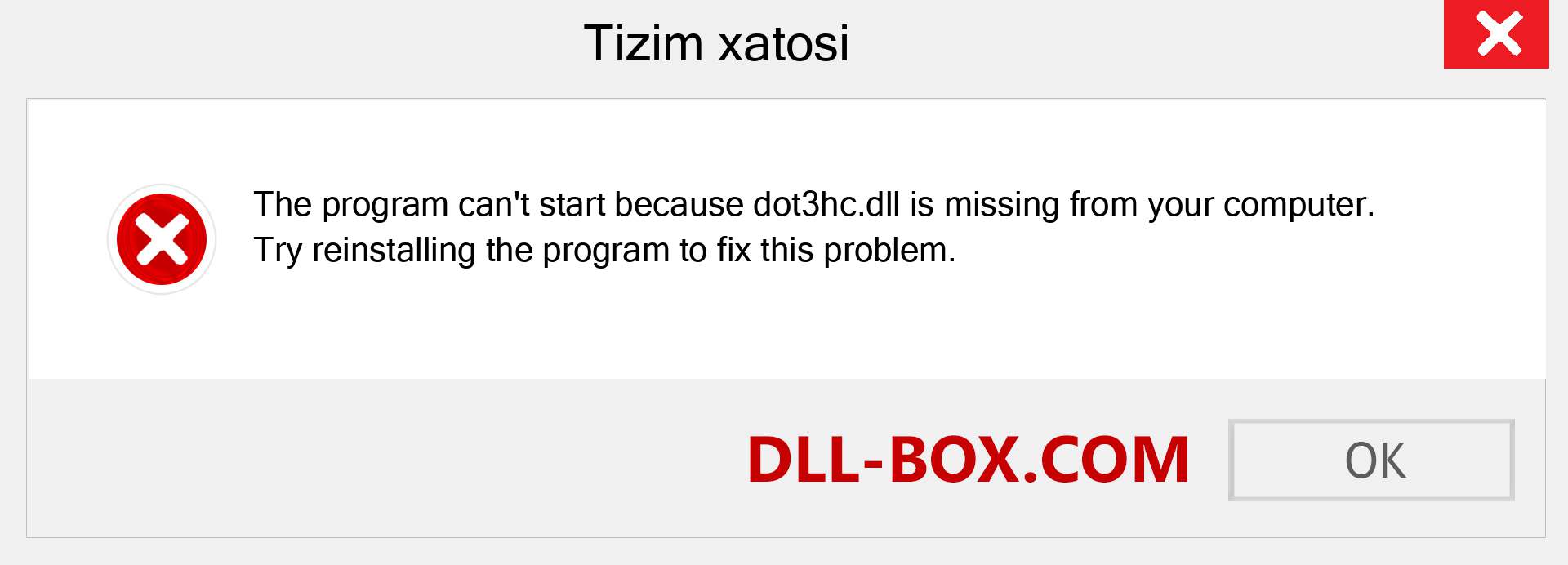 dot3hc.dll fayli yo'qolganmi?. Windows 7, 8, 10 uchun yuklab olish - Windowsda dot3hc dll etishmayotgan xatoni tuzating, rasmlar, rasmlar